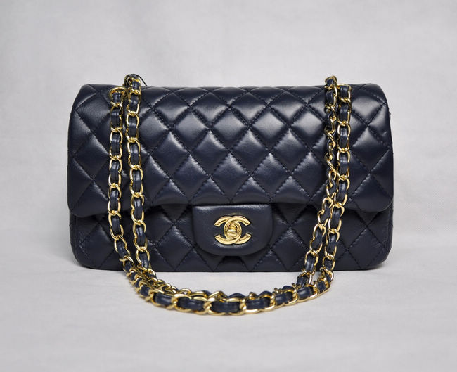 Chanel 1112 Blu Zaffiro Catena Oro Di Pelle Di Pecora