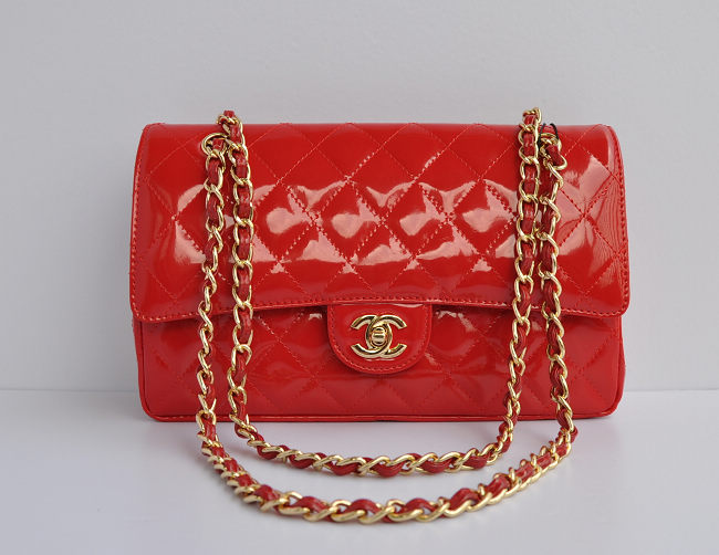 Chanel 1112 Rosso Brevetto Catena Oro Pelle