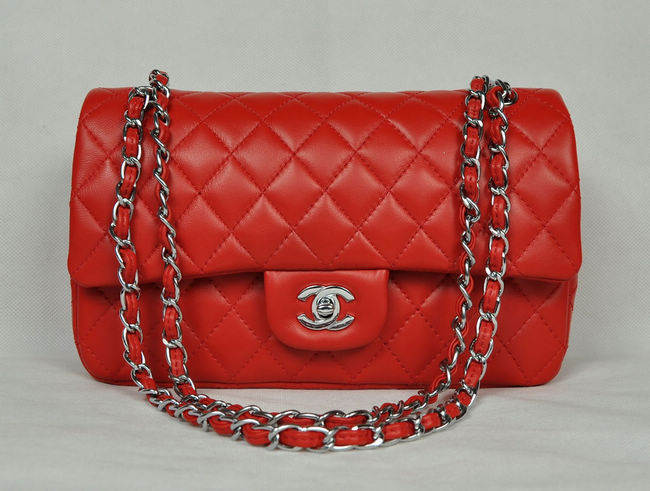 Chanel 1112 Rosso Catena Argento Della Pelle Di Pecora