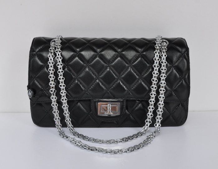 Chanel A1113 Black Sheep Quadrato Argento Fibbia Serratura