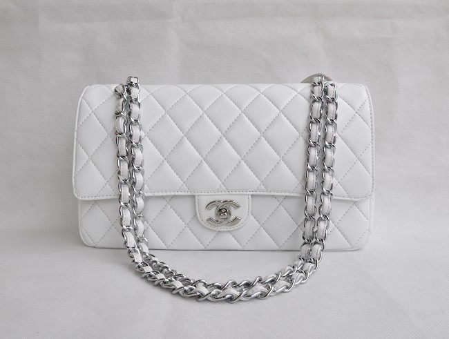 Chanel A1113 Bianco Catena Argento Della Pelle Di Pecora