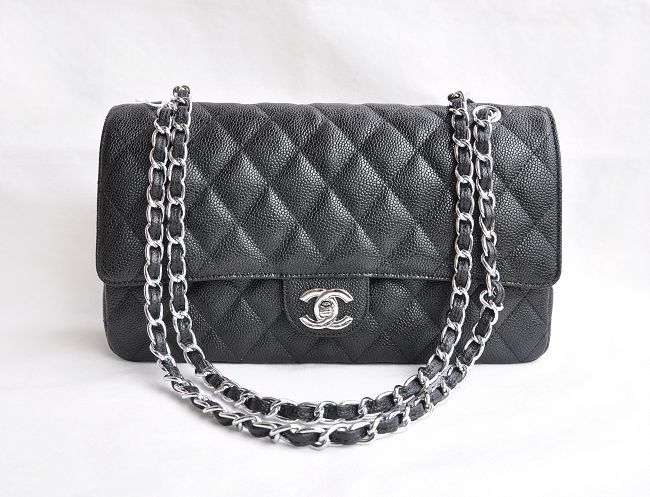 Chanel A1113 Nero Argento Palla Catena Modello