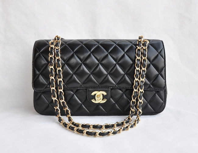 Chanel A1113 Nero Pelle Di Pecora Catena Oro