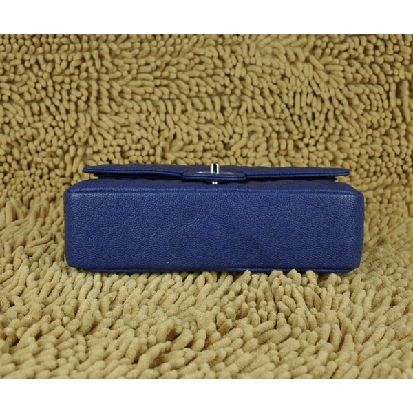 01112 Chanel Classic Flap Borse Caviar Con Silver Hw Blu