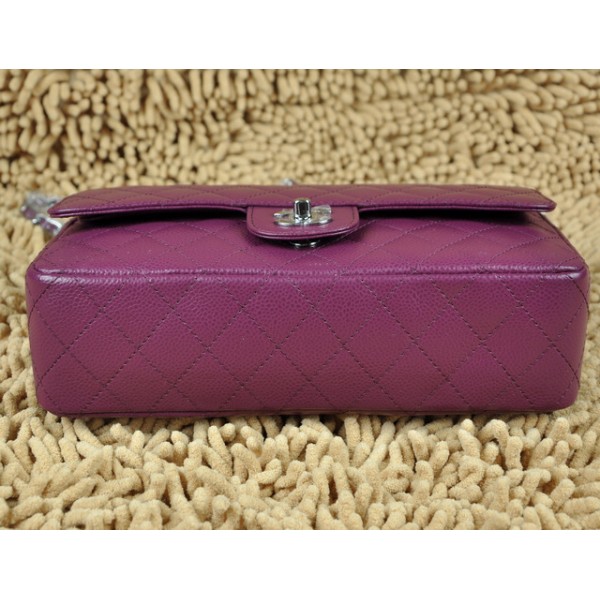 Borse Chanel A01112 Caviar Leather Flap Classic Viola Con Shw