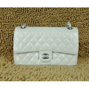 Borse Chanel A01112 Flap In Pelle Bianca Di Vernice Con Hardware