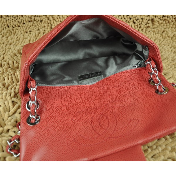 Borse Chanel Classic Flap 48736 Caviar Rosso Con Silver Hw