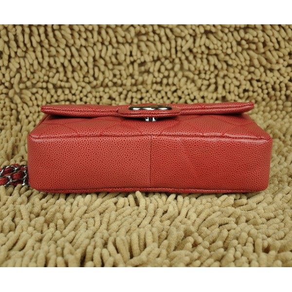 Borse Chanel Classic Flap 48736 Caviar Rosso Con Silver Hw