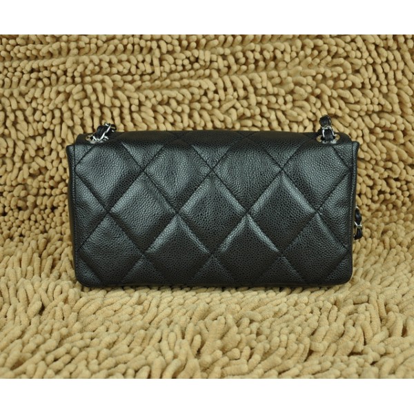 Borse Chanel Classic Flap Caviar Black Con Hardware Argento 4873