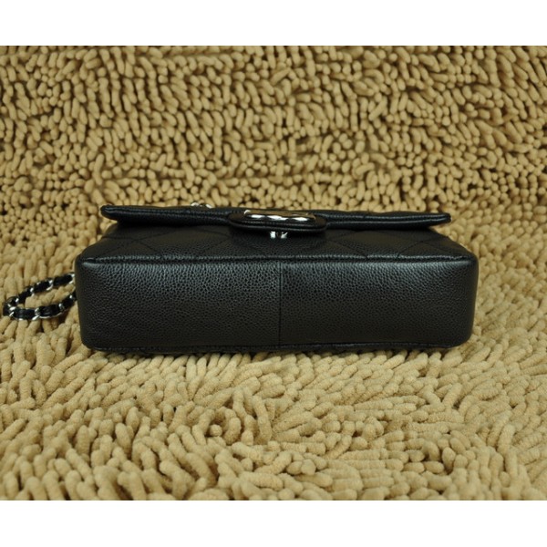 Borse Chanel Classic Flap Caviar Black Con Hardware Argento 4873