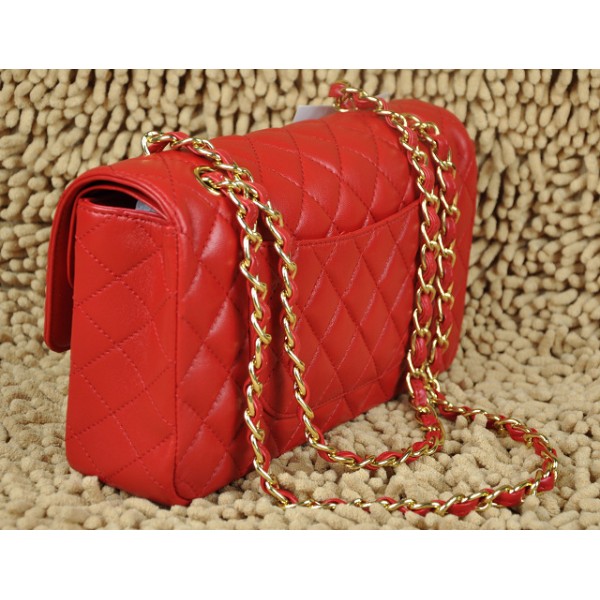 Borse Chanel Flap A01112 Classic Red Agnello Con Hardware Oro