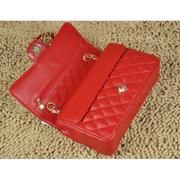 Borse Chanel Flap A01112 Classic Red Agnello Con Hardware Oro