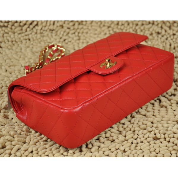 Borse Chanel Flap A01112 Classic Red Agnello Con Hardware Oro