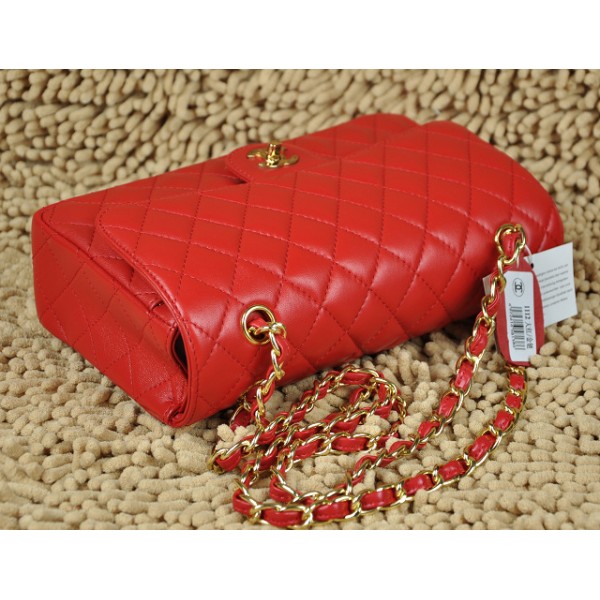 Borse Chanel Flap A01112 Classic Red Agnello Con Hardware Oro