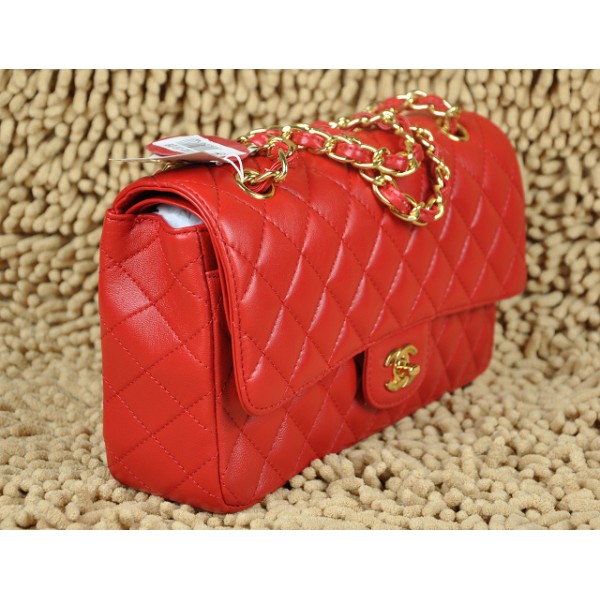 Borse Chanel Flap A01112 Classic Red Agnello Con Hardware Oro