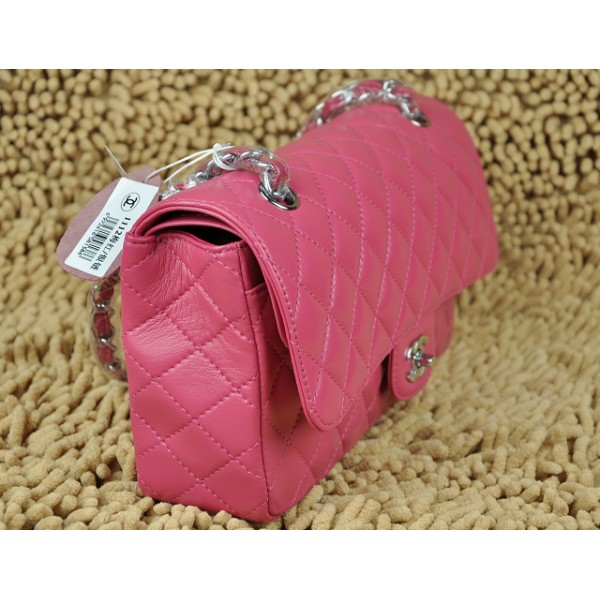 Borse Chanel Flap A01112 Rose Pelle Di Agnello Con Silver Hw