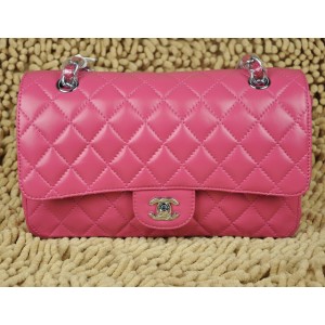 Borse Chanel Flap A01112 Rose Pelle Di Agnello Con Silver Hw