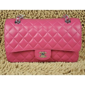 Borse Chanel Flap A01112 Rose Pelle Di Agnello Con Silver Hw