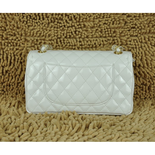 Borse Chanel Flap A01112 In Vernice Bianca Con Finiture In Oro