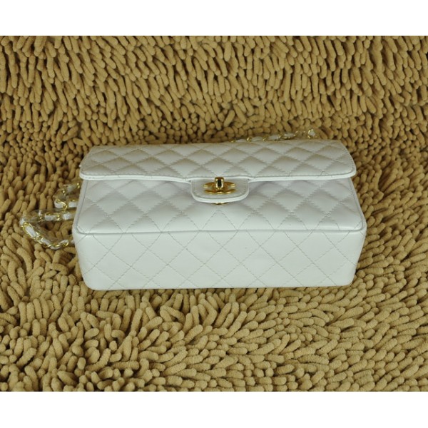 Borse Chanel Flap A01112 In Vernice Bianca Con Finiture In Oro