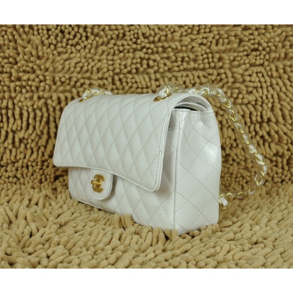 Borse Chanel Flap A01112 In Vernice Bianca Con Finiture In Oro