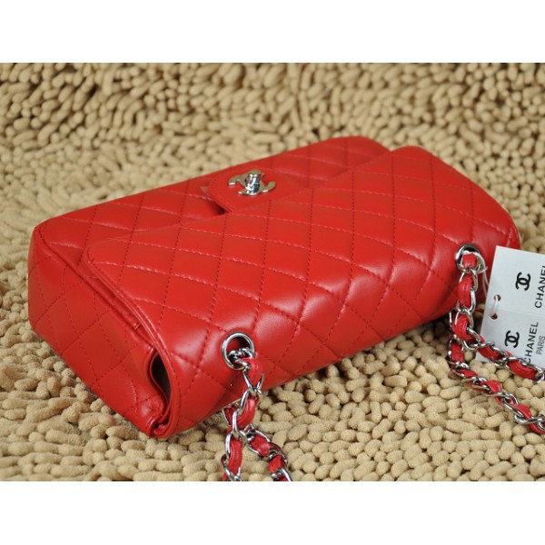 Chanel 1112 Flap Borse Pelle Di Agnello Classic Rosso Con Shw