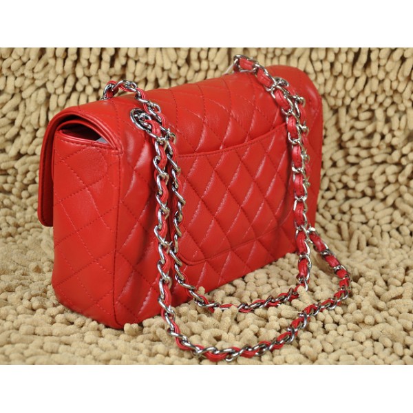 Chanel 1112 Flap Borse Pelle Di Agnello Classic Rosso Con Shw