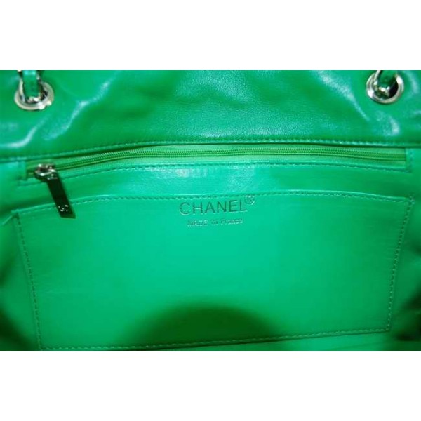 Chanel 255 Borse Classic Flap In Pelle Di Agnello Verde Chevron