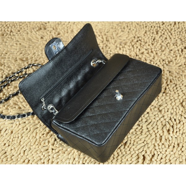 Chanel A01112 Borse Classic Flap In Caviar Black Con Ecs