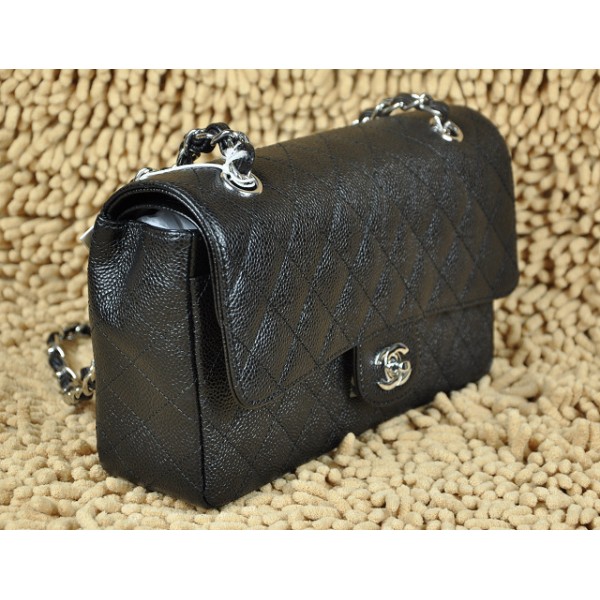 Chanel A01112 Borse Classic Flap In Caviar Black Con Ecs