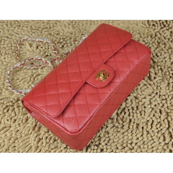 Chanel A01112 Borse Classic Flap In Caviar Red Con Hardware Oro