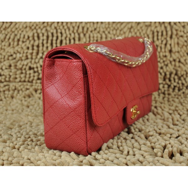 Chanel A01112 Borse Classic Flap In Caviar Red Con Hardware Oro