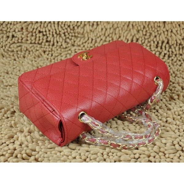 Chanel A01112 Borse Classic Flap In Caviar Red Con Hardware Oro