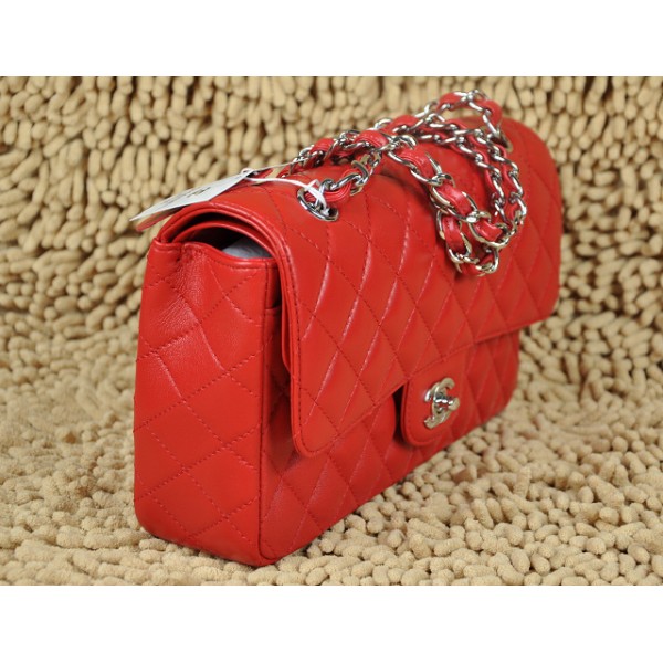 Chanel A01112 Classic Rosso Flap Bag In Pelle Di Agnello Con Har