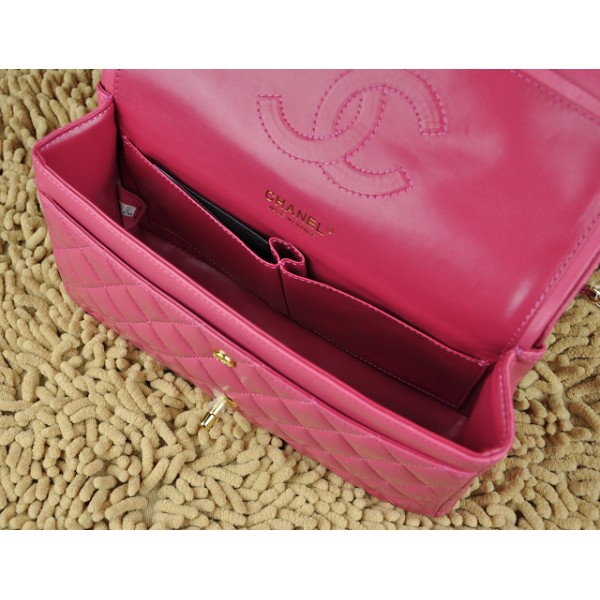 Chanel A01112 Flap Bag In Pelle Di Agnello Classico Rosa Con Har