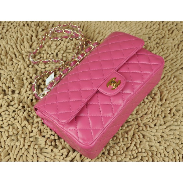 Chanel A01112 Flap Bag In Pelle Di Agnello Classico Rosa Con Har