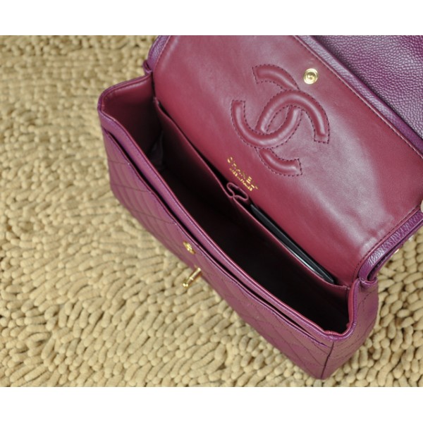 Chanel A01112 Viola Caviar Flap Borse In Pelle Con Hardware Oro