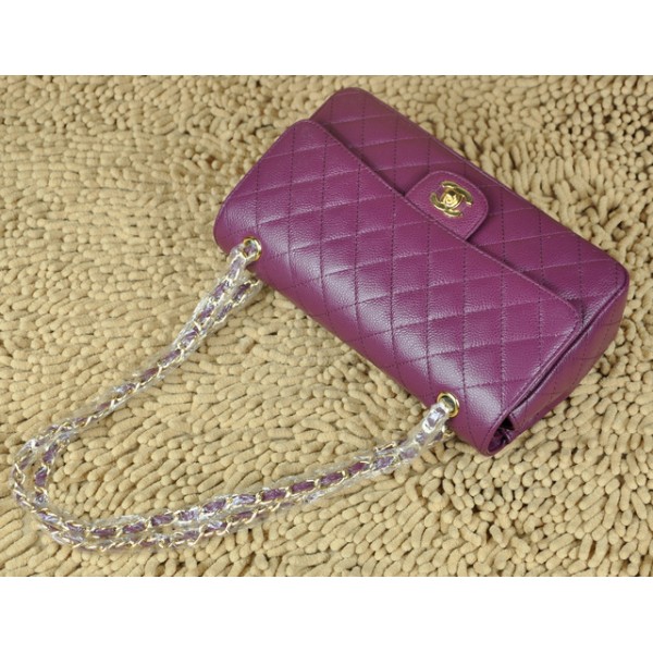 Chanel A01112 Viola Caviar Flap Borse In Pelle Con Hardware Oro