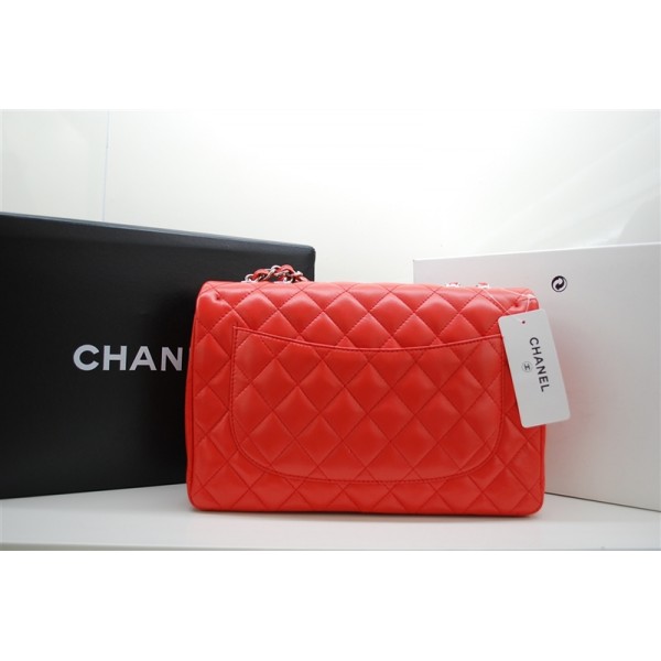 Arancione Rosso Chanel A47600 Jumbo Flap Bag Con Hardware Argent