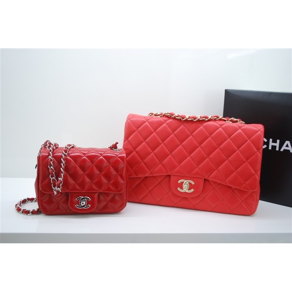 Arancione Rosso Chanel A47600 Jumbo Flap Bag Con Hardware Argent