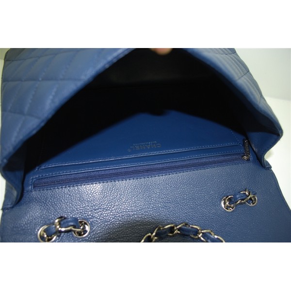 Blu Chanel A47600 Jumbo Flap In Pelle Con Silver Hw Borse