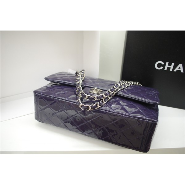 Borse Chanel A47600 Brevetto In Pelle Viola Con Silver Hw