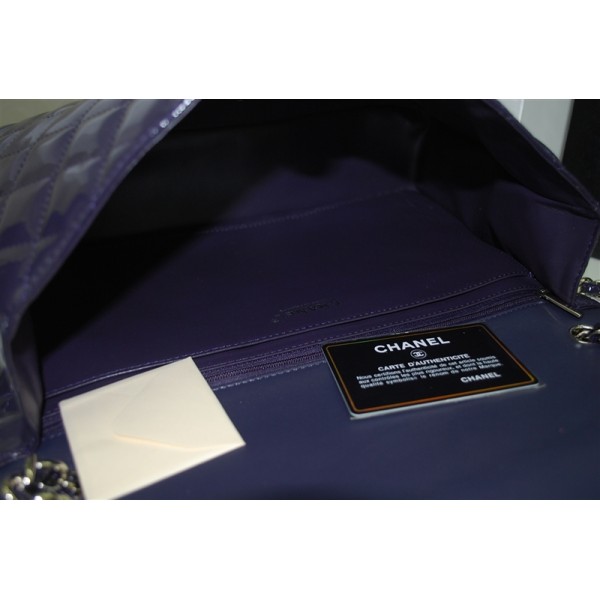 Borse Chanel A47600 Brevetto In Pelle Viola Con Silver Hw