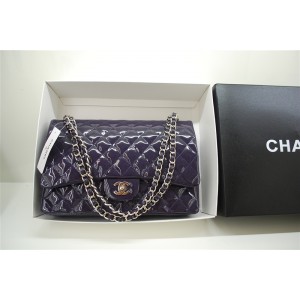 Borse Chanel A47600 Brevetto In Pelle Viola Con Silver Hw