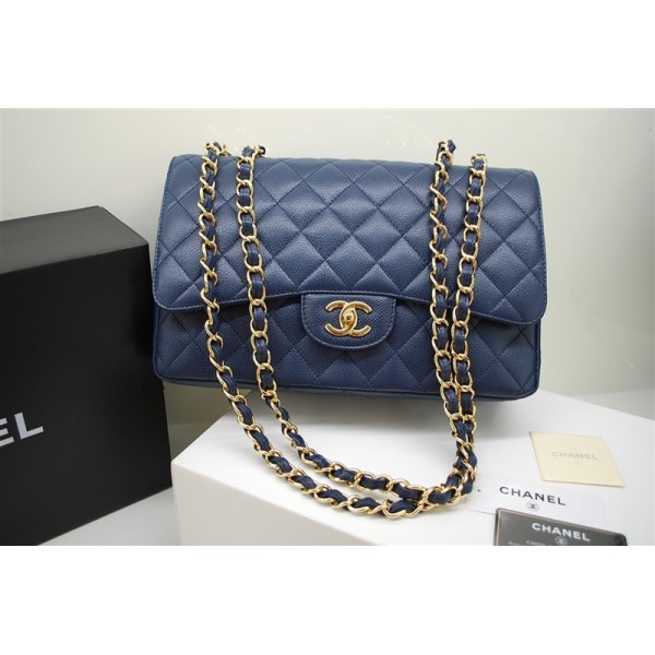 Borse Chanel A47600 Flap In Pelle Nera Con Oro Hw Jumbo