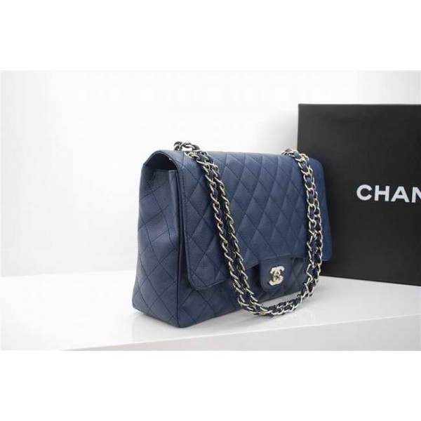 Borse Chanel A47600 Flap In Pelle Nera Con Oro Hw Jumbo