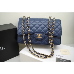 Borse Chanel A47600 Flap In Pelle Nera Con Oro Hw Jumbo