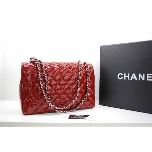 Borse Chanel A47600 Flap In Pelle Verniciata Rossa Maxi Con Silv