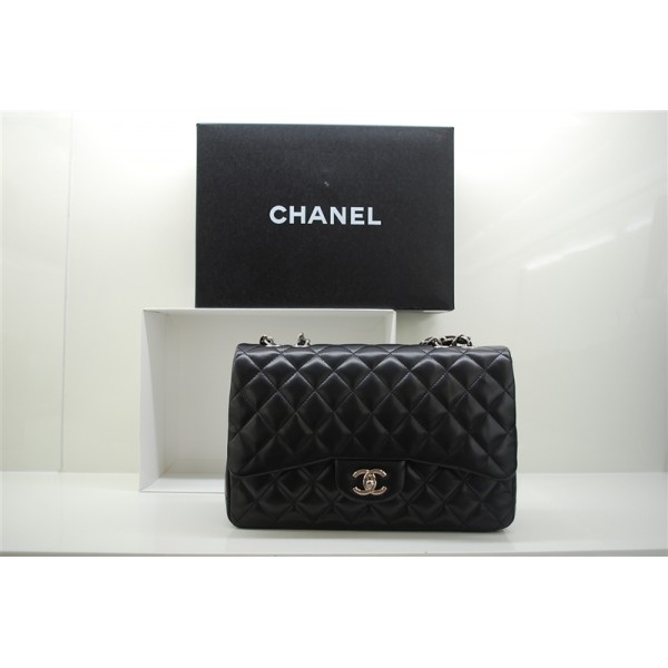 Borse Chanel A47600 Flap Pelle Di Agnello Nero Con Silver Hw Jum