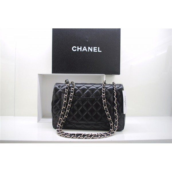 Borse Chanel A47600 Flap Pelle Di Agnello Nero Con Silver Hw Jum